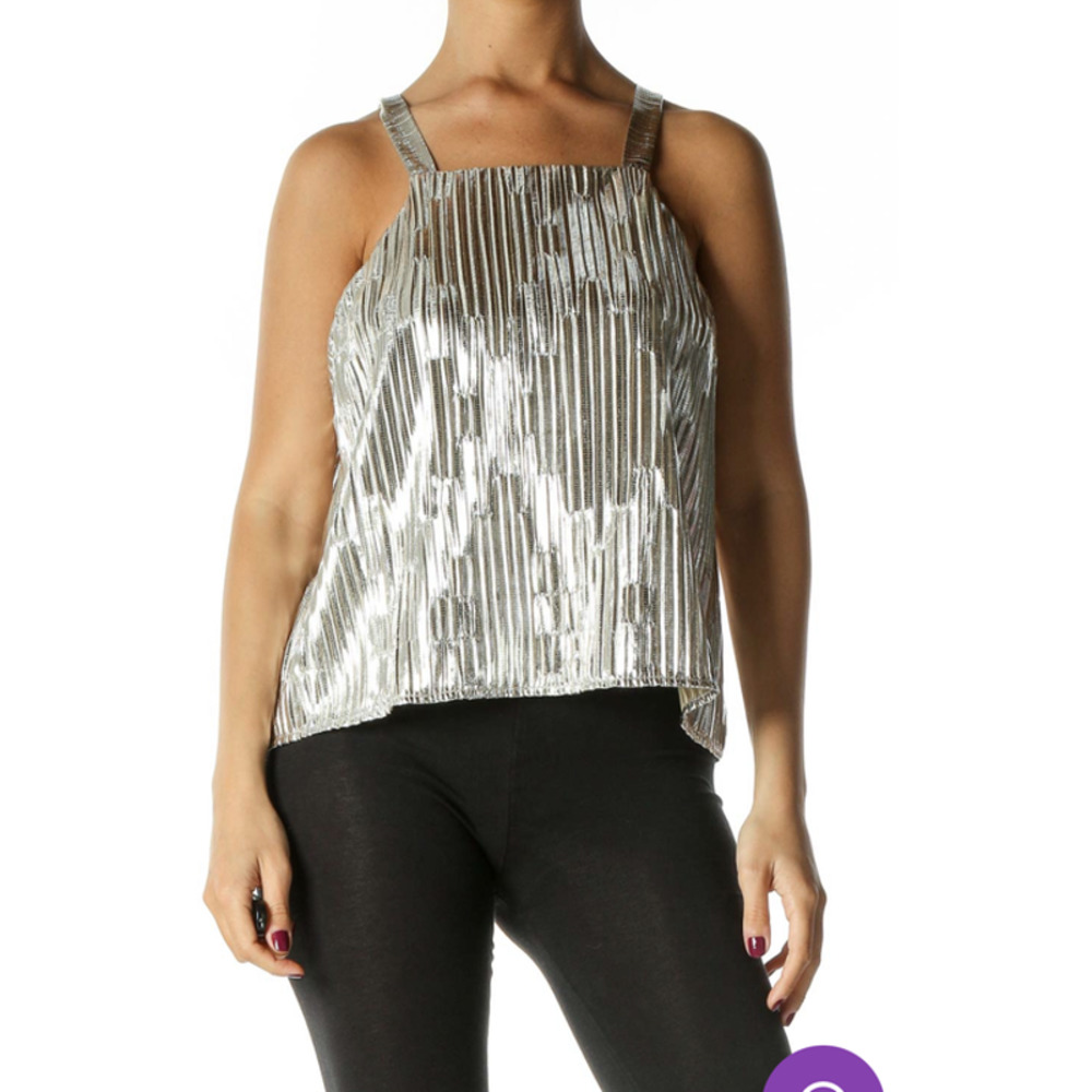 Anthropologie Maeve Shine On Tank Shirt Metallic Small